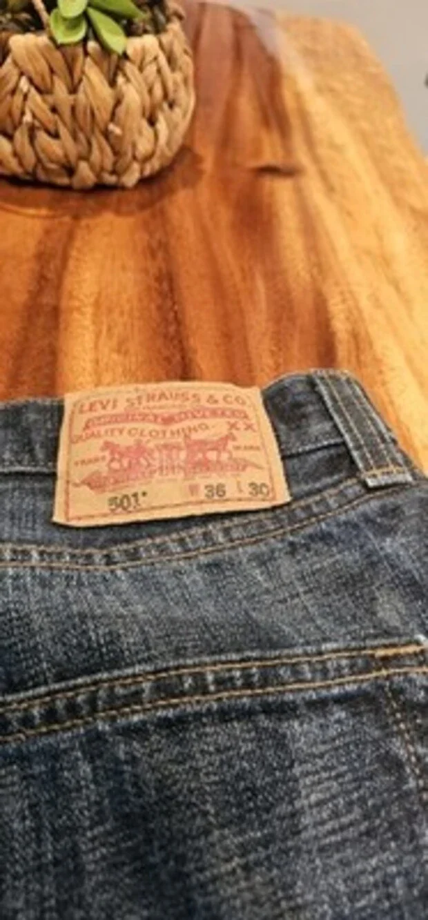 Levi's Men's 501 Series Blue Denim Straight Leg Button Fly Jeans 5-Pocket